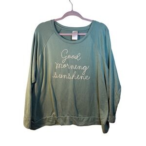 Secret Treasures‎ Plus Size 2X Aqua Good Morning Sunshine Pullover Sweatshirt